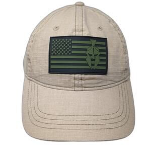 Kryptek U.S. Flag Strapback Baseball Cap Beige One Size Adjustable Vented Holes